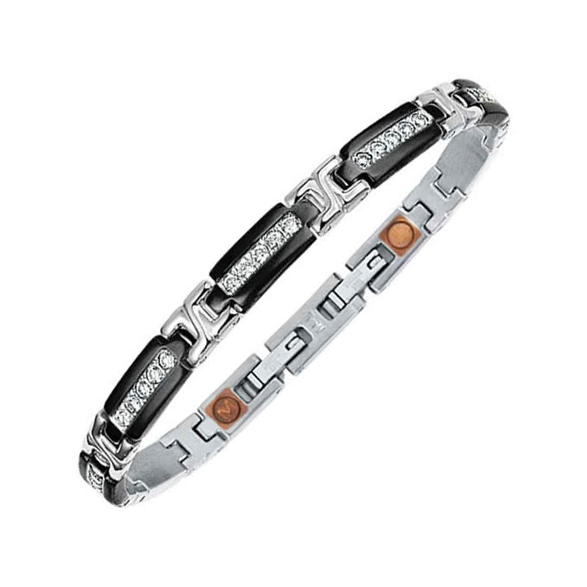 Armband Schwarz mit Zirkonia silber