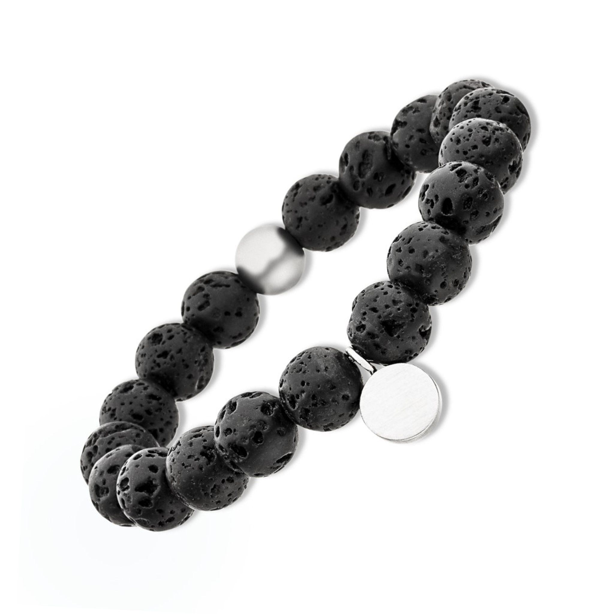 Bracelet magnétique en perles de lave noires