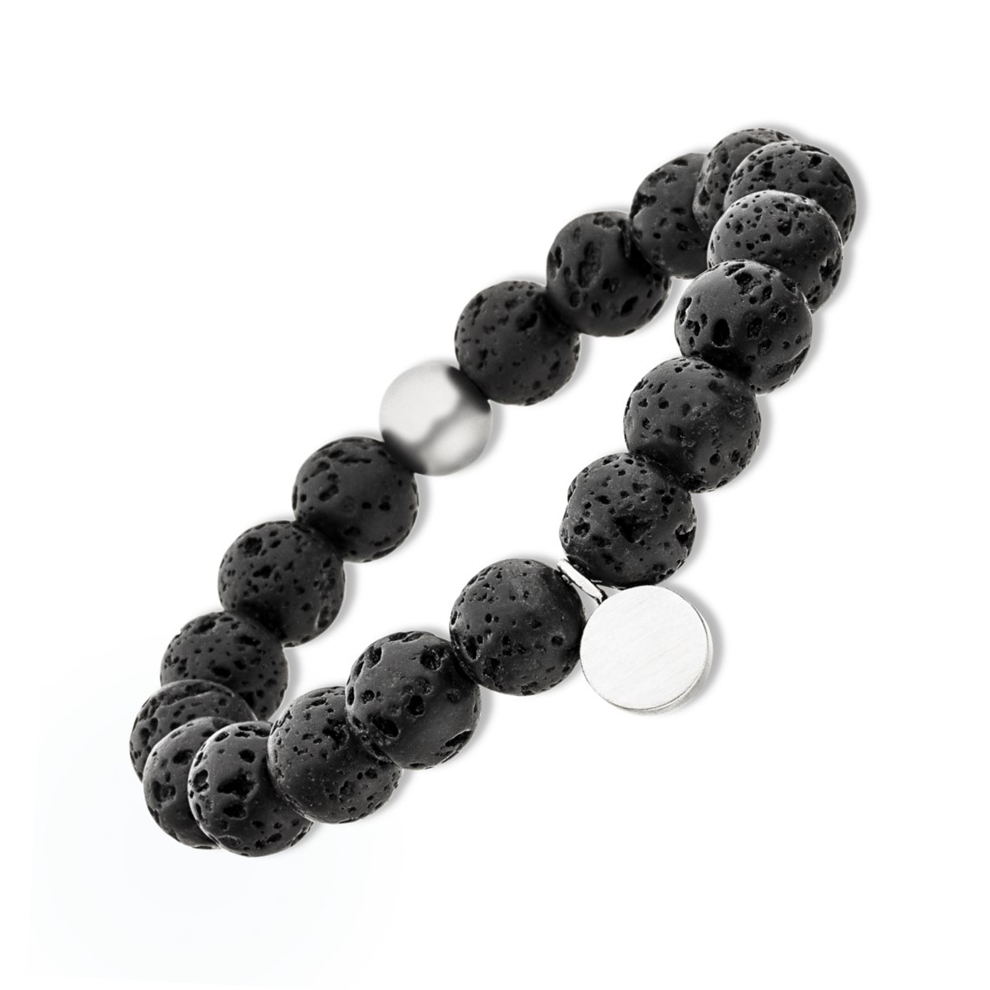 Bracelet magnétique en perles de lave noires