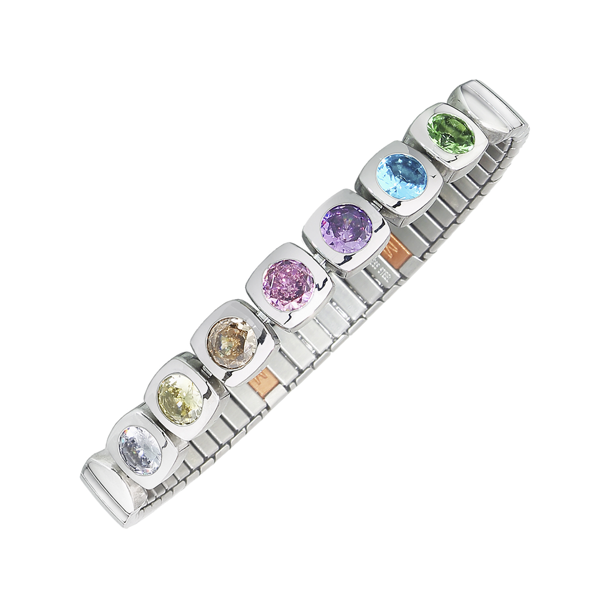 Bracelet souple argent pierres