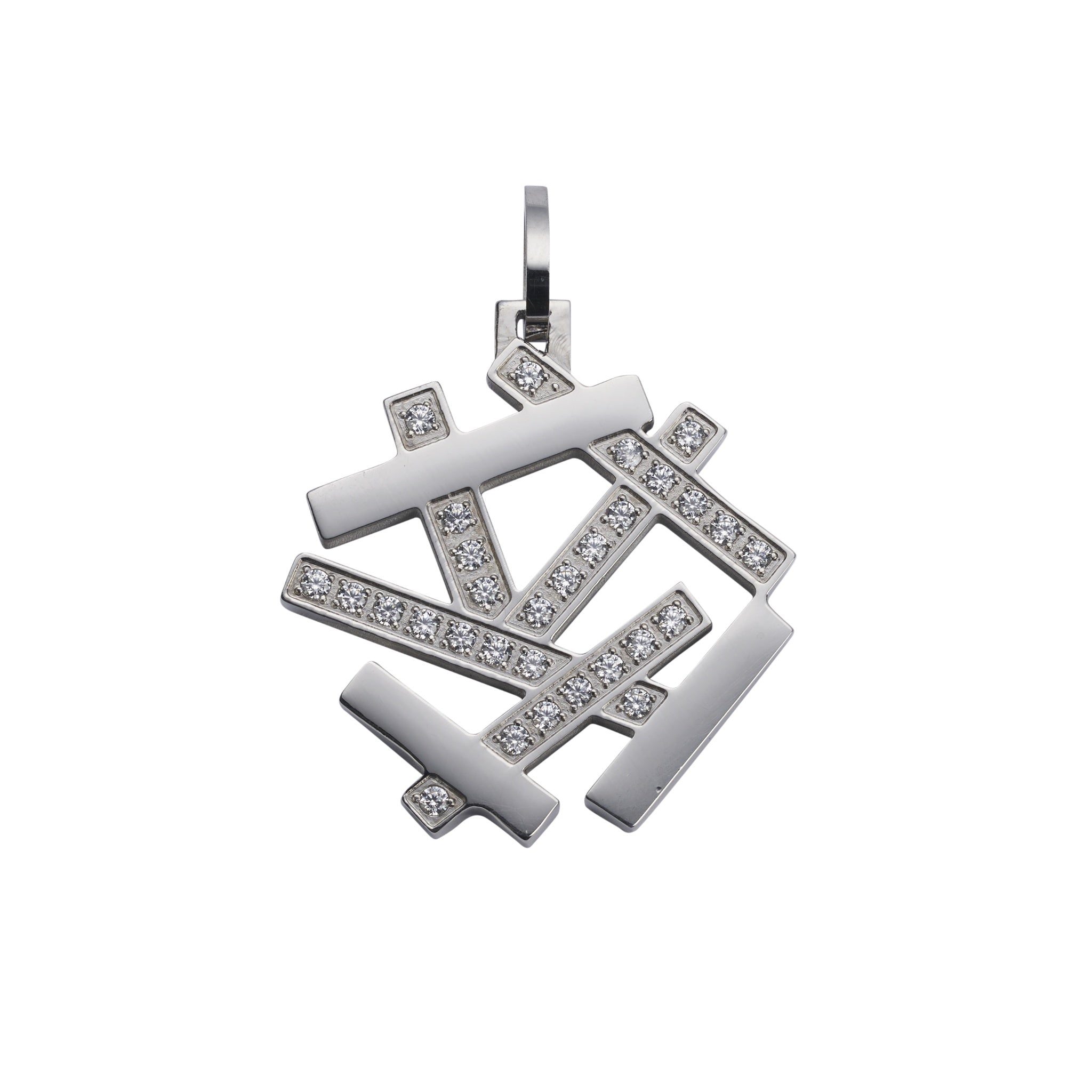 Pendentif géométrique argenté scintillant