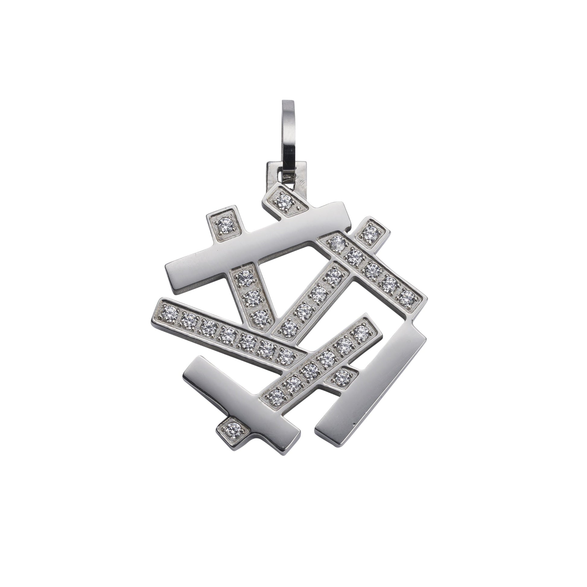 Pendentif géométrique argenté scintillant